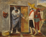 Luigi Filocamo - Commedianti, 1950 tempera grassa su tela 55x45 