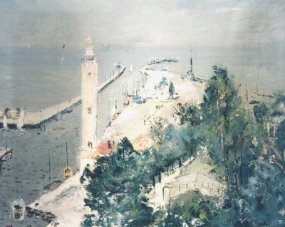 Il porto di Rimini, 1960 - olio su tela cm 100x80