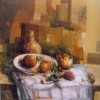 "Piatto con mele e tovaglia bianca", 2000 
